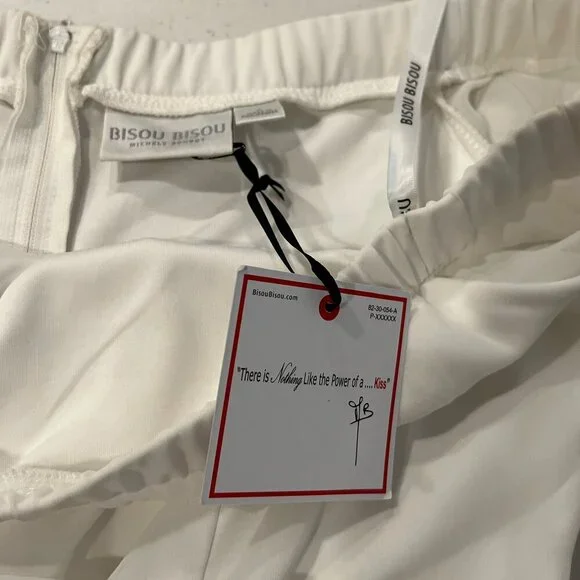 BISOU BISOU Off White Chiffon Off shoulder Pleated bottom Maxi long formal dress - Picture 7 of 7